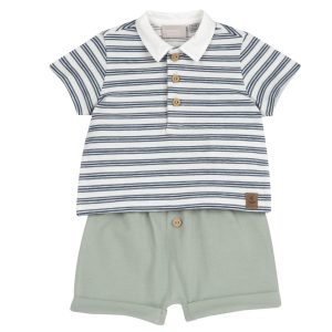 Conjunto de camisola às ricas e calções verdes Chicco