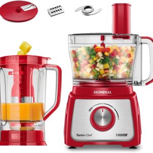Multiprocessador Turbo Chef 5 em 1, Mondial, Vermelho, 1000W, 220V