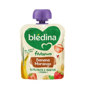 BLEDINA FRUTA PURA BANANA/MORANGO SAQ.85GR