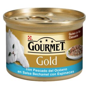 GOURMET GOLD GATO C/PEIXE DO OCEANO EM MOLHO BECHAMEL C/ESPINAFRES 85GRS