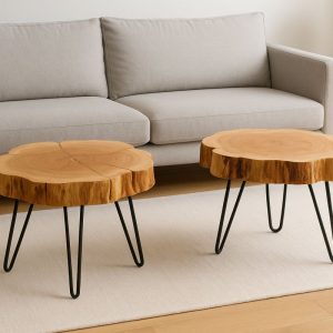 Mesa de Rodela Natural com Pés Hairpin