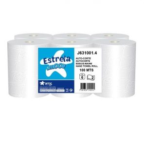 Papel Toalha de Mão Auto-corte 2F Tissue 100m 6Rolos