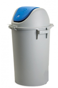 Balde 52l Cinza Com Tampa Basculante Azul